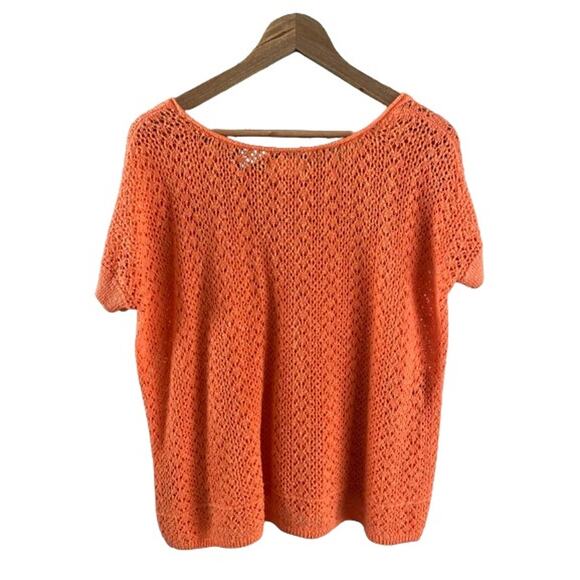 Hollister Knit Top Orange Open Stitch Short Sleeve Casual Everyday Summer - Picture 2 of 8